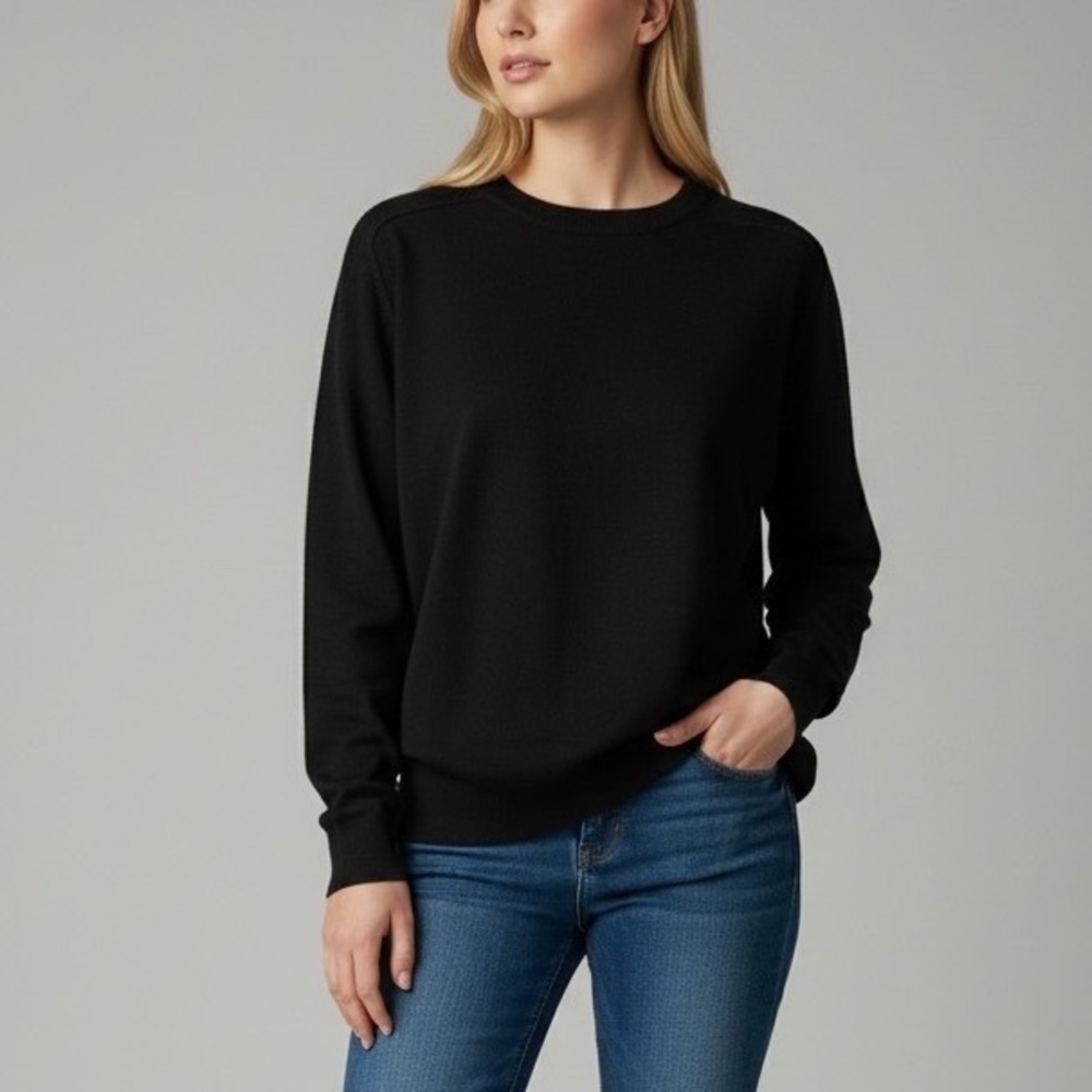 Universal Standard Black Crewneck Sweater USSW0757B Cotton Blend Size L- New!